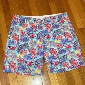 Talbots the Weekend Shorts ladies sz 4 seahorses shells star nautical blue red